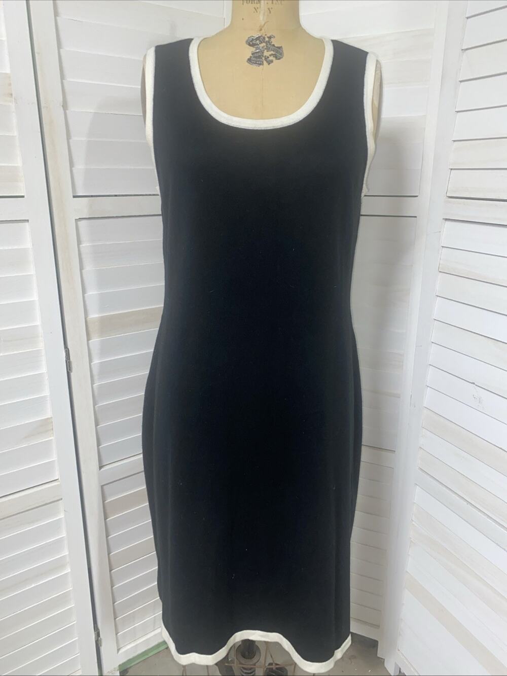 LESLIE FAY Women’s Dress Knit Tank Dress Sleeveless Pencil Knee Length Sz Large